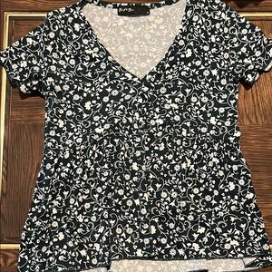 Brit & Bri Chic Green Floral V-Neck Soft Crop Top Y2K size XS